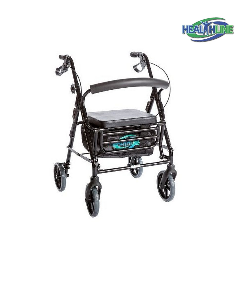 Combo Transport Rollator Chair W 8 Wheels Loop Brakes Pouch