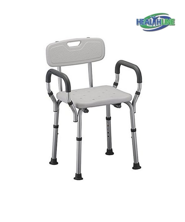 Bath Seat Shower Bench with Arms White (W/BACK)
