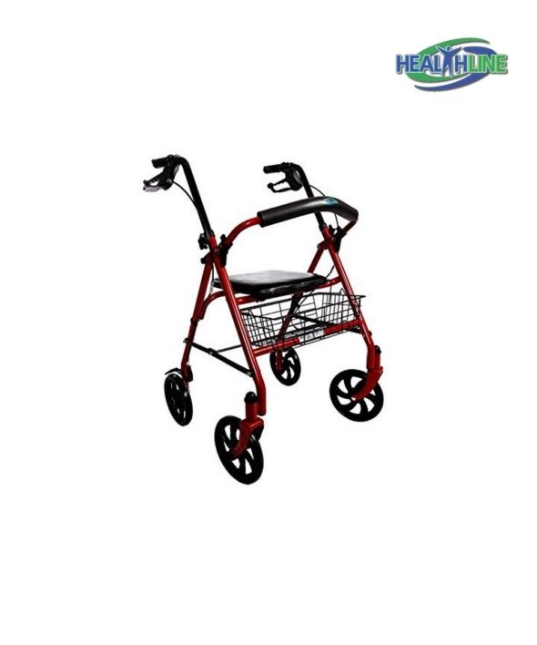 Walker Rollator with 7.5″ Four Wheels Fold Up Removable Back Support, Red