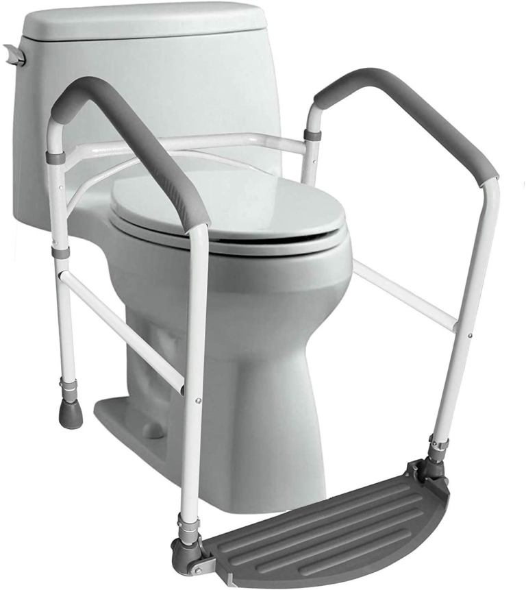 Toilet Safety Frame Stand Alone, Bathroom Safety Rail with Toilet Seat
