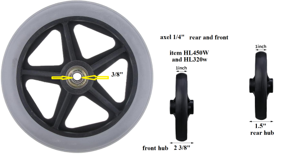Walker Rollator Replacement Wheel (1) Grey Tire - Image 2
